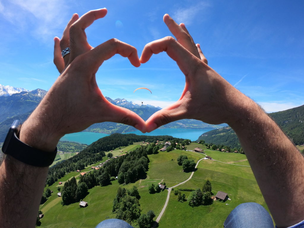 Interlaken paragliding love heart wow