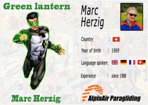 Superhero Paragliding pilots Interlaken - Green Lantern = Marc Herzig
